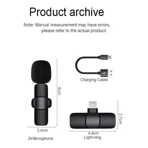 2 MICROFONOS LAVALIER SOLAPA INALAMBRICOS, COMPATIBLES CON IPHONE Y CELULARES K9, EN COLOR - 2