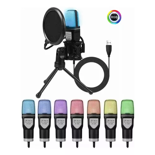 MICROFONO YANMAI SF-666R USB RGB, STREAMING GAMER, COLOR EN COLOR NEGRO - 2