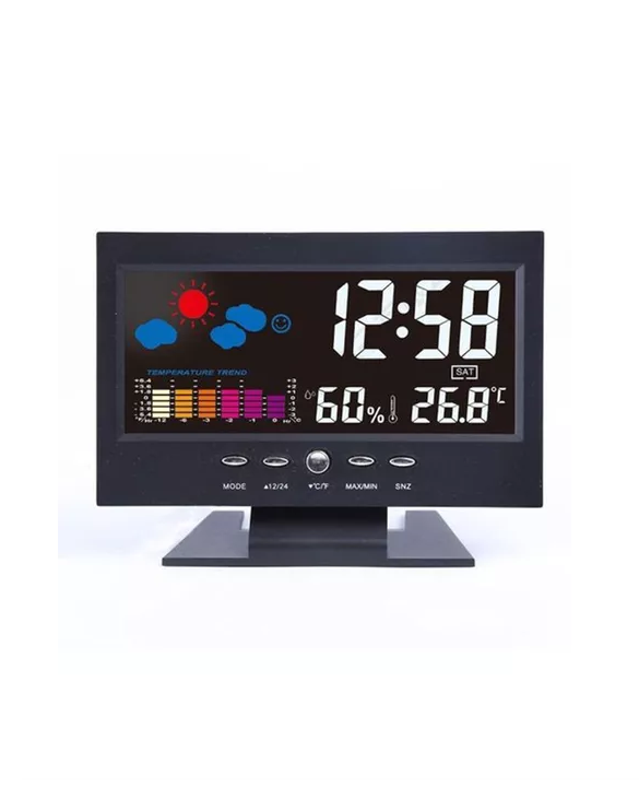 RELOJ DESPERTADOR LCD A LUZ TEMPERATURA COLOR EN COLOR NEGRO - 1