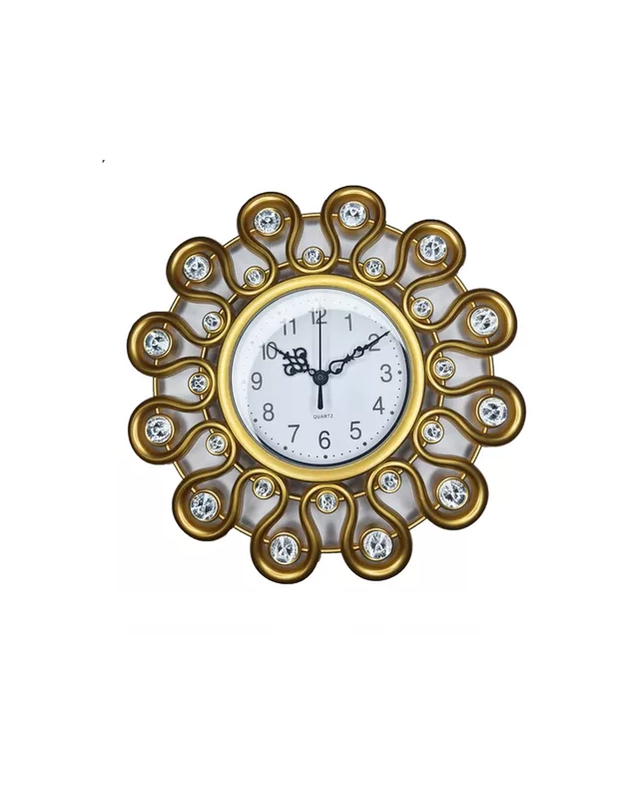 SET RELOJ DE PARED 25CM DECORATIVO SILENCIOSO + 2 ESPEJOS DORADO Y EN COLOR BLANCO - 2