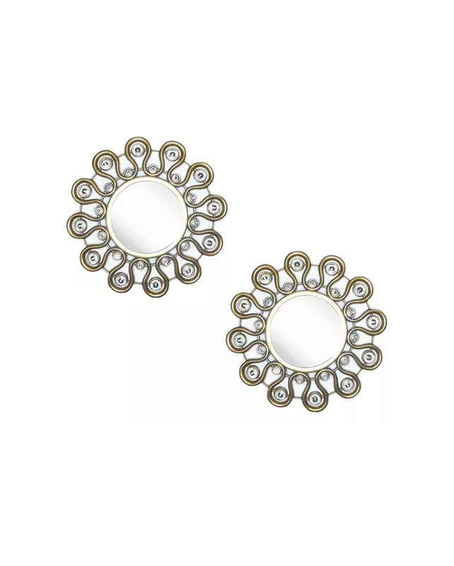 SET RELOJ DE PARED 25CM DECORATIVO SILENCIOSO + 2 ESPEJOS DORADO Y EN COLOR BLANCO - 3