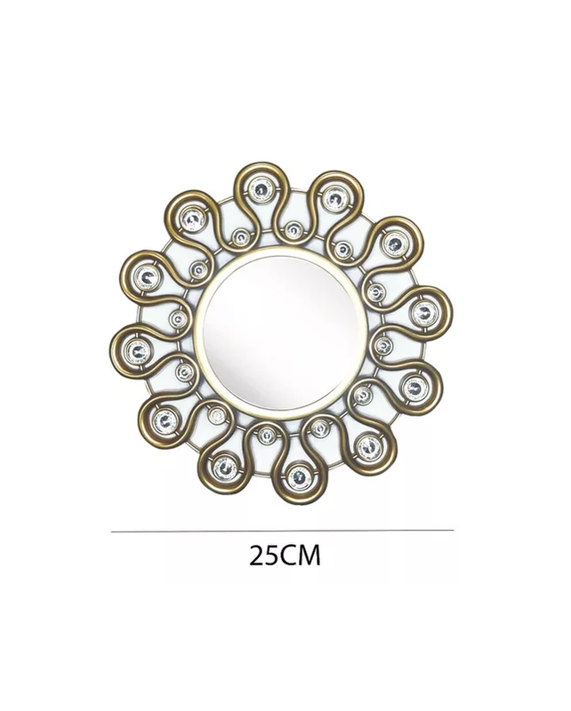 SET RELOJ DE PARED 25CM DECORATIVO SILENCIOSO + 2 ESPEJOS DORADO Y EN COLOR BLANCO - 4