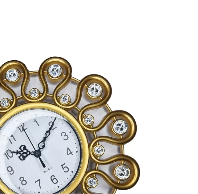 SET RELOJ DE PARED 25CM DECORATIVO SILENCIOSO + 2 ESPEJOS DORADO Y EN COLOR BLANCO - 5