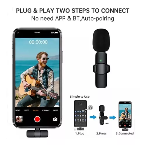 2 MICROFONOS LAVALIER SOLAPA INALAMBRICOS, USB-C, COMPATIBLES CON PC Y CELULARES K9 - 3