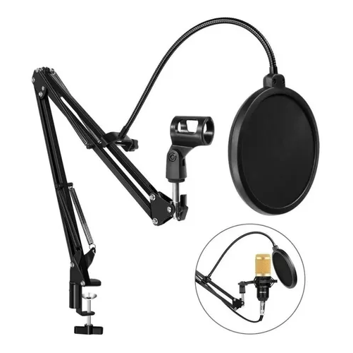 KIT PROFESIONAL, BRAZO PARA MICROFONO, ANTIPOP, SOPORTE ARAÑA, ESTUDIO, COLOR EN COLOR NEGRO - 4