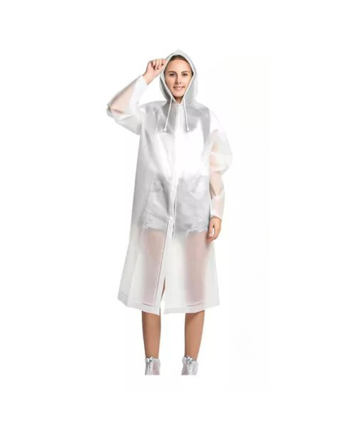 PORTATIL CAPA PONCHO PARA LA LLUVIA 100% IMPERMEABLE DURO 2P, EN COLOR BLANCO - 1