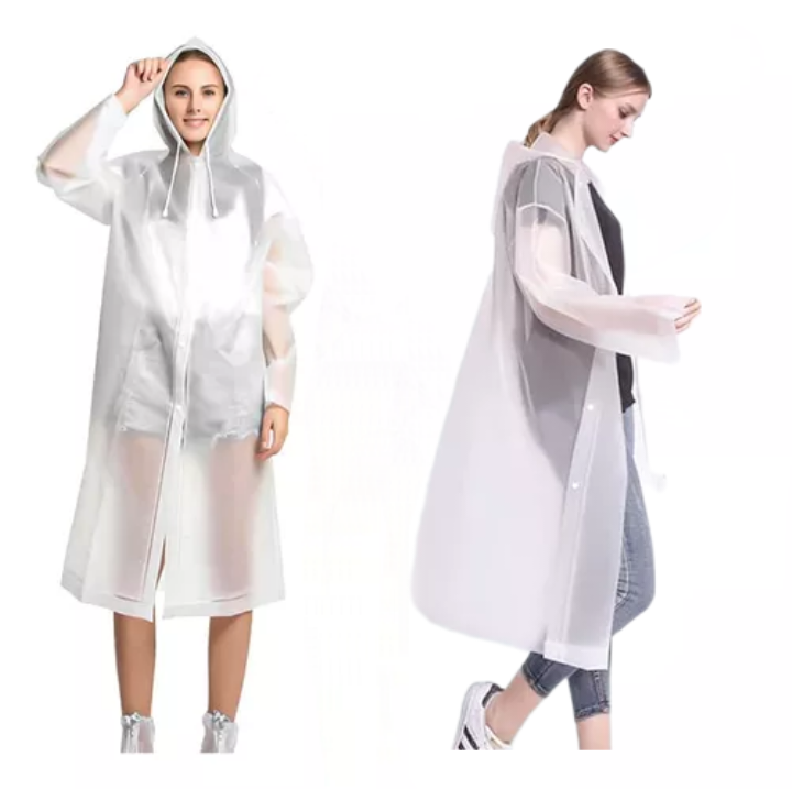 PORTATIL CAPA PONCHO PARA LA LLUVIA 100% IMPERMEABLE DURO 2P, EN COLOR BLANCO - 2