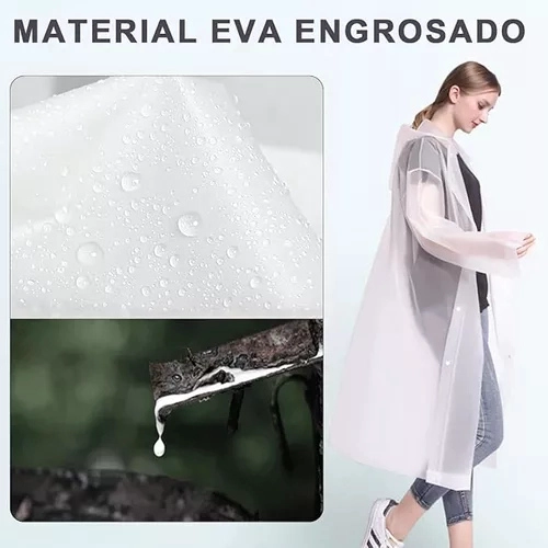 PORTATIL CAPA PONCHO PARA LA LLUVIA 100% IMPERMEABLE DURO 2P, EN COLOR BLANCO - 5