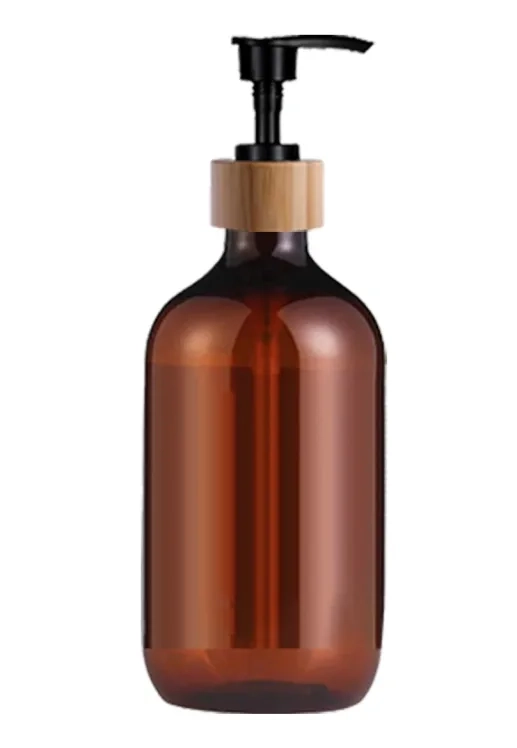 DISPENSADOR DE JABON BOTELLA VIDRIO AMBAR 500 ML BAMBU - 4