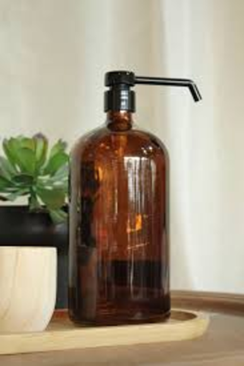 DOSIFICADOR JABON SHAMPOO VINTAJE 1 LITRO DISPENSADOR BAÑO COLOR MARRON - 1