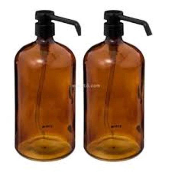 DOSIFICADOR JABON SHAMPOO VINTAJE 1 LITRO DISPENSADOR BAÑO COLOR MARRON - 2