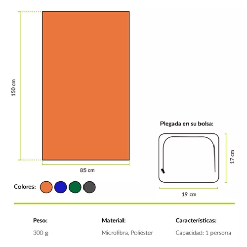 TOALLA DE MICROFIBRA PRO OUTDOOR, COLOR NARANJA - 3