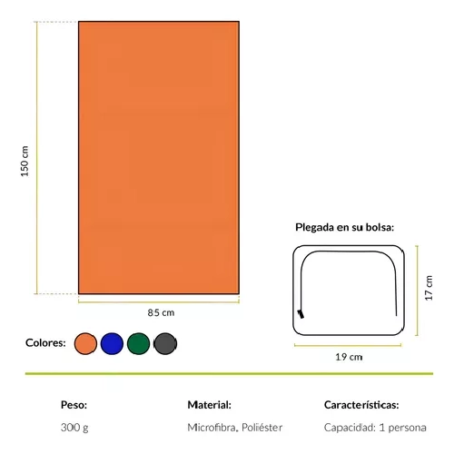 TOALLA DE MICROFIBRA PRO OUTDOOR, COLOR VERDE - 2