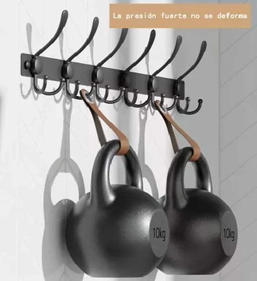 GANCHOS PERCHERO SOMBRERO DOBLE COLGADOR PARED COCINA 2 PIEZAS EN COLOR NEGRO - 2