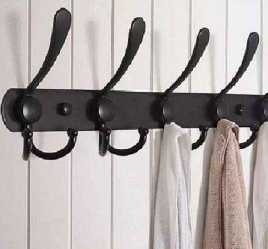 GANCHOS PERCHERO DOBLE COLGADOR PARA PARED COCINA 2 PIEZAS EN COLOR NEGRO - 4