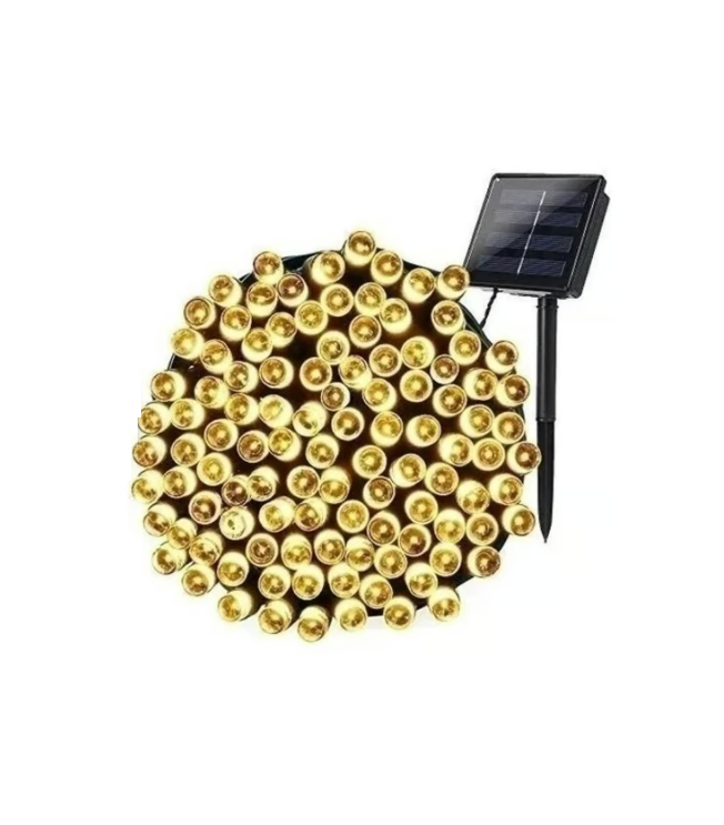 PACK 2 LUCES SOLARES NAVIDAD GUIRNALDA 10 METROS 100 LEDS EN COLOR AMARILLOS - 1