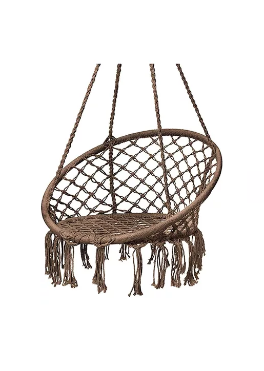 SILLA COLGANTE MUNA TEJIDA EN COLOR CAFE TIPO COLUMPIO DECORATIVA - 1
