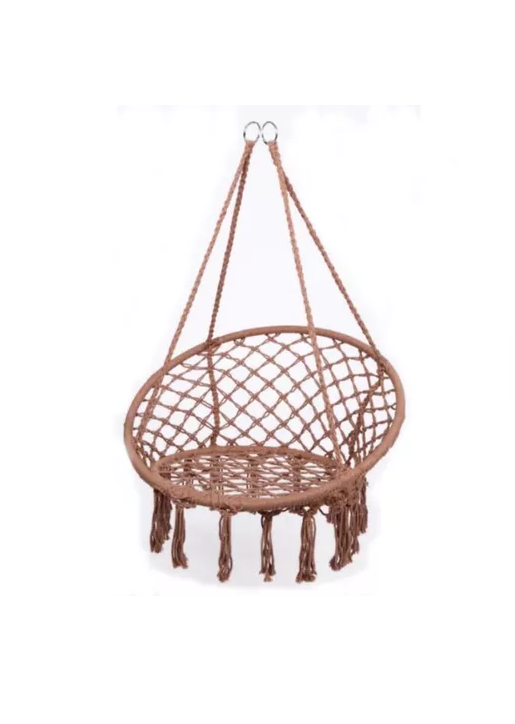 SILLA COLGANTE MUNA TEJIDA EN COLOR CAFE TIPO COLUMPIO DECORATIVA - 2