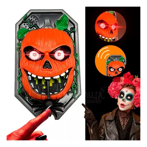 TIMBRE PARA PUERTA, CALAVERA Y CALABAZA, DECORACION DE HALLOWEEN - 5