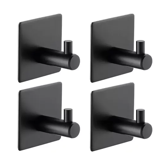 GANCHOS ADHESIVOS COLGADOR PERCHERO BAÑO COCINA ACERO INOXIDABLE NEGRO - 2