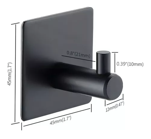 GANCHOS ADHESIVOS COLGADOR PERCHERO BAÑO COCINA ACERO INOXIDABLE NEGRO - 3
