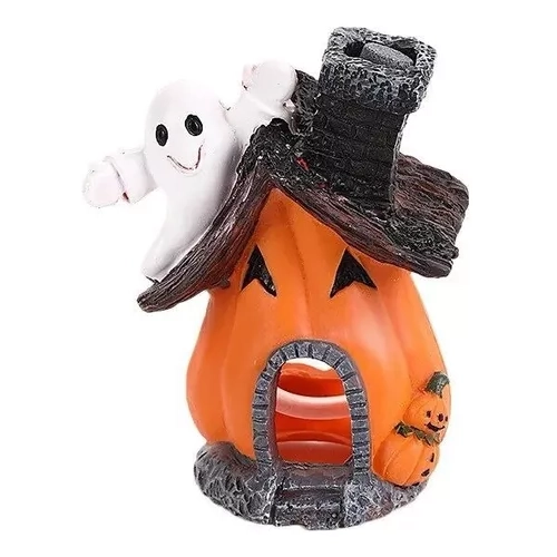 ESTACA SOLAR DE HALLOWEEN, CALABAZA CON FANTASMA Y LUZ DE JARDIN - 1