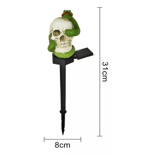 ESTACA SOLAR DE HALLOWEEN, CALAVERA CON SERPIENTE, LUZ DE JARDIN - 2