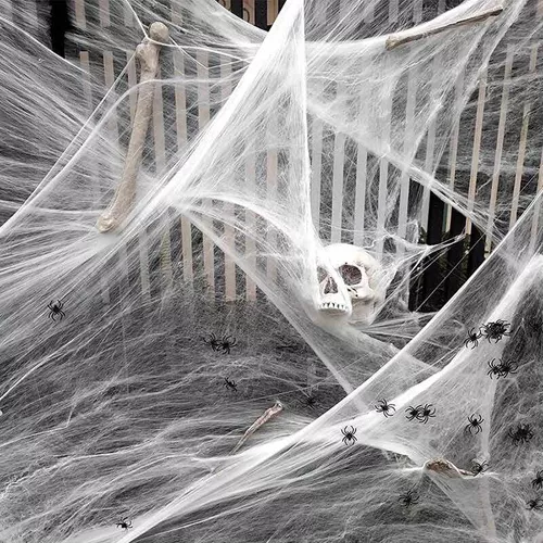 TELARAÑA ARTIFICIAL, PACK DE 12, DECORACION DE HALLOWEEN ELASTICA - 5