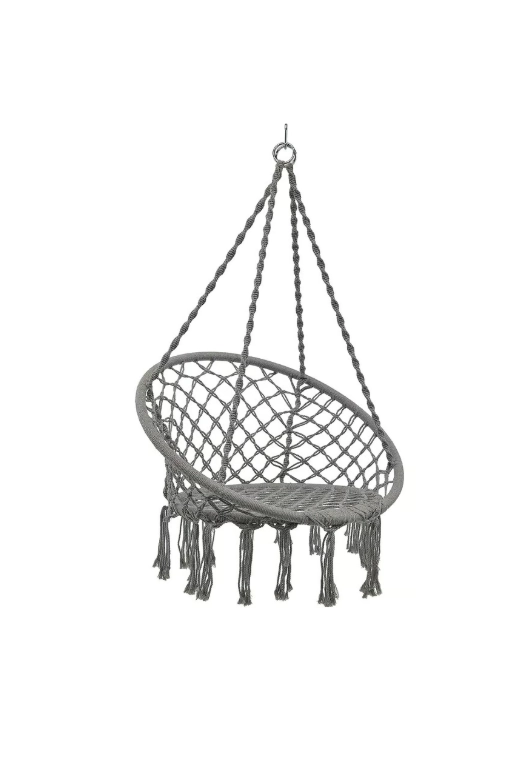 SILLA COLGANTE MUNA TEJIDA GRIS TIPO COLUMPIO DECORATIVA - 1