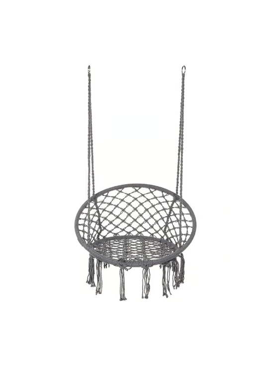 SILLA COLGANTE MUNA TEJIDA GRIS TIPO COLUMPIO DECORATIVA - 2