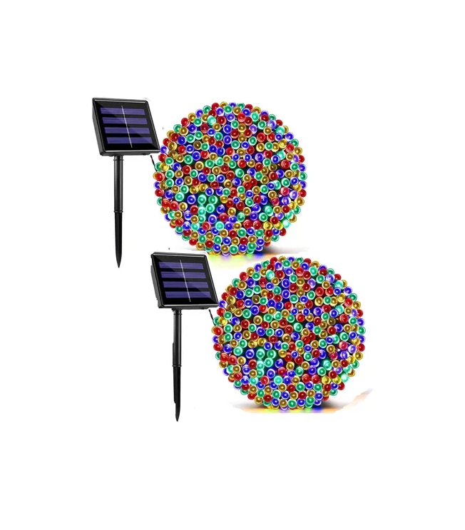 PACK 2 LUCES SOLARES NAVIDAD GUIRNALDA 10 METROS 100 LEDS MULTICOLOR - 2