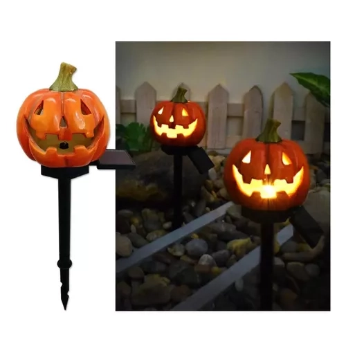 ESTACA SOLAR DE HALLOWEEN, CALABAZA CON LUZ, DECORACION DE JARDIN - 3