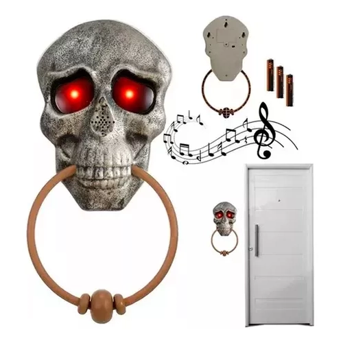 TIMBRE PARA PUERTA, DECORACION DE HALLOWEEN, TERROR COLOR GRIS - 1