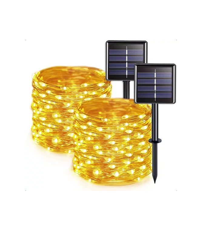 GUIRNALDA SOLAR ALAMBRE HADA LED NAVIDEÑO PACK 2 X20M LUZ CALIDA - 2