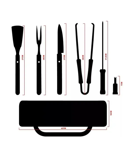 PACK DE ASADO PARRILLA 10 UDS + 2 GARRAS DE OSO INOX - 4