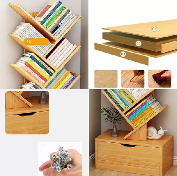 ESTANTERIA LIBRERO DE ARBOL 12 NIVELES MODERNO CON CAJON - 3