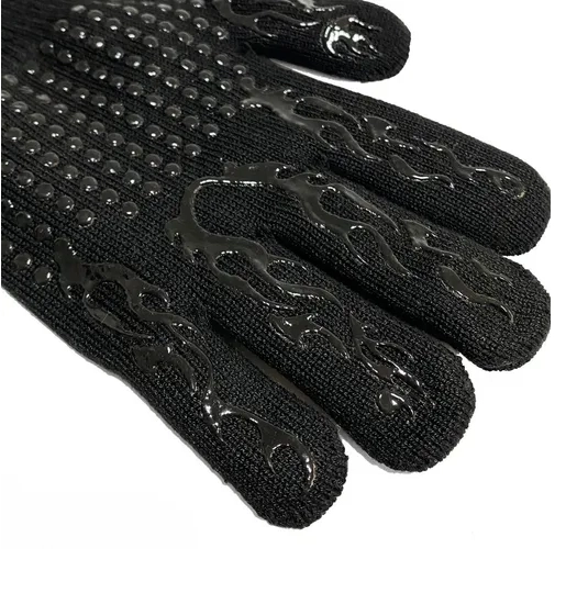 PACK SET CEPILLO INOX + 2 GUANTES ALTA TEMPERATURA ASADO BBQ - 1