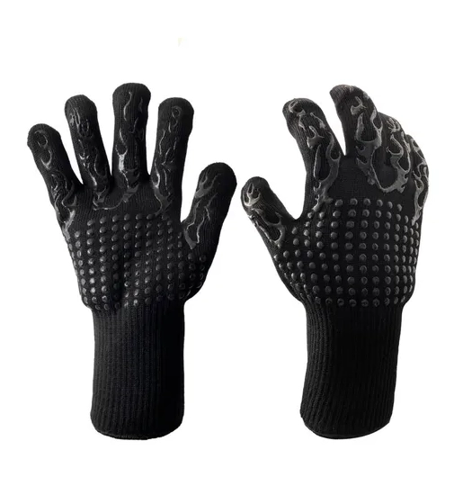 PACK SET CEPILLO INOX + 2 GUANTES ALTA TEMPERATURA ASADO BBQ - 2