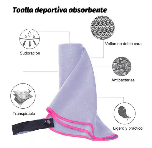 TOALLA BAÑO VIAJE MICROFIBRA SECADO RAPIDO, PCS EN COLOR NEGRO - 2