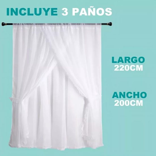 VELO ROMANTICO VISILLO 3 PAÑOS 200X220CM BLANCO - 6