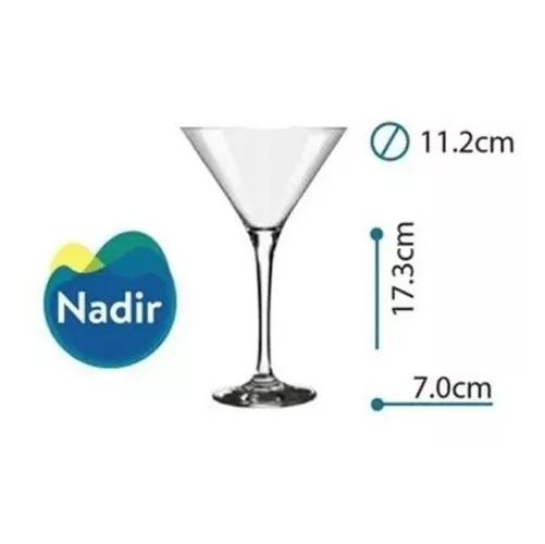 COPA MARTINI DE VIDRIO PARA COCTEL, 8.5 OZ / 100 ML, SET DE 6 PIEZAS, NADIR - 2