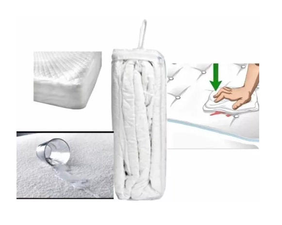 FUNDA CUBRE COLCHON IMPERMEABLE 1 PLAZA, 190X90+30 CM, COLOR EN COLOR BLANCO - 5