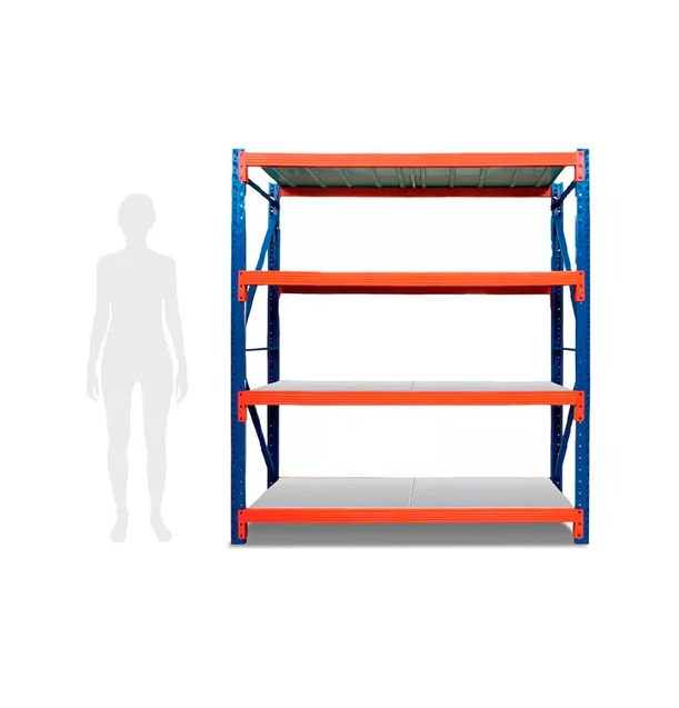 ESTANTE METALICO RACK 200X200X60CM SIN PERNOS SOPORTA 800KG COLOR AZUL - 2