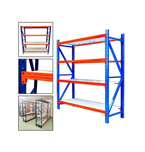 ESTANTE METALICO RACK 200X200X60CM SIN PERNOS SOPORTA 800KG COLOR AZUL - 4