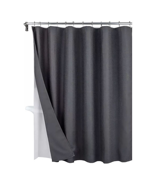 CORTINA BAÑO DUCHA CASATUA CON IMAN Y FORRO, COLOR GRIS - 1