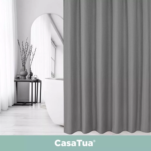 CORTINA BAÑO DUCHA CASATUA CON IMAN Y FORRO, COLOR GRIS - 8