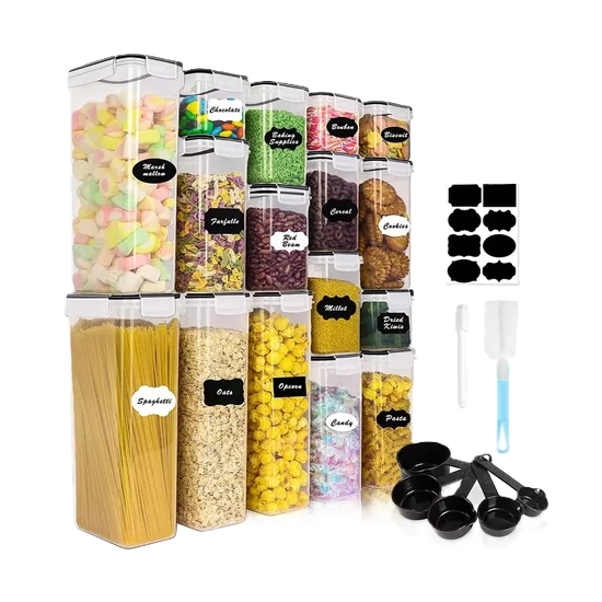 SET DE 16 PCS RECIPIENTES HERME TICOS PARA ALMACENAR - 1