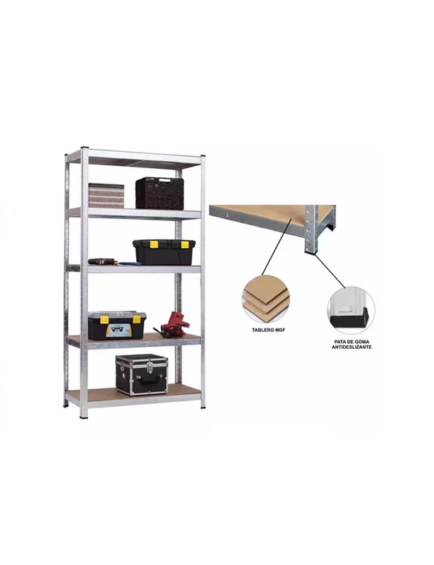 ESTANTE ACERO GALVANIZADO Y MDF 180X90X40CM MAX 875KG - 2