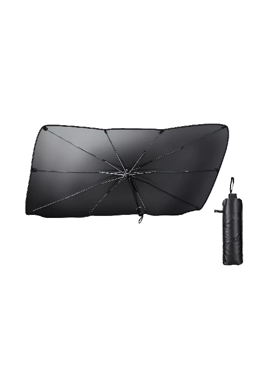 QUITASOL TIPO SOMBRILLA PARA AUTO PARASOL RETRACTIL PARABRIS EN COLOR NEGRO - 2