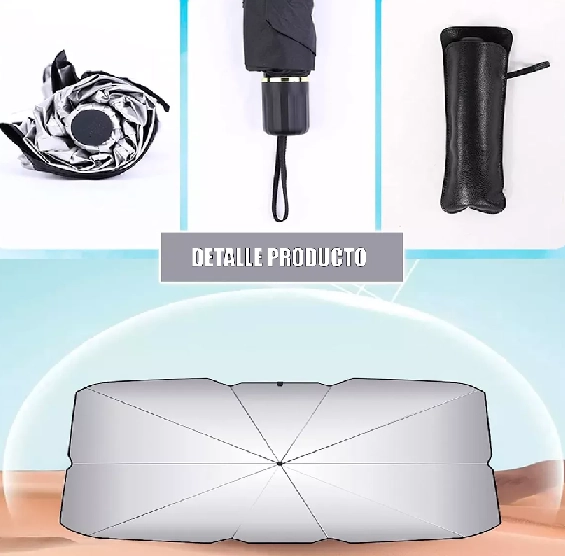 QUITASOL TIPO SOMBRILLA PARA AUTO PARASOL RETRACTIL PARABRIS EN COLOR NEGRO - 3